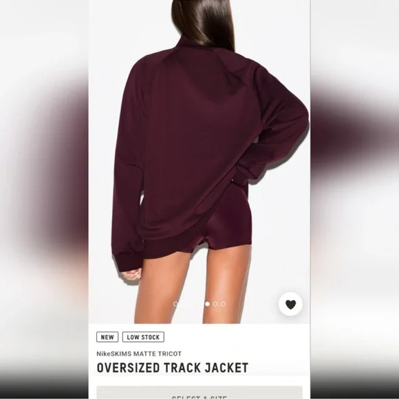 SKIMS xNike NWT Matte Tricot Oversized Track Jacket - Currant - Picture 3 of 5